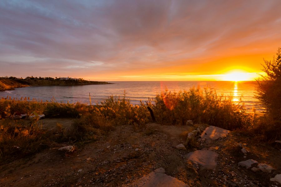 Scenic sunset drive along Cyprus's Mediterranean coastline